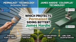 Permalast paint vs. James Hardie ColorPlus technology siding protection comparison.